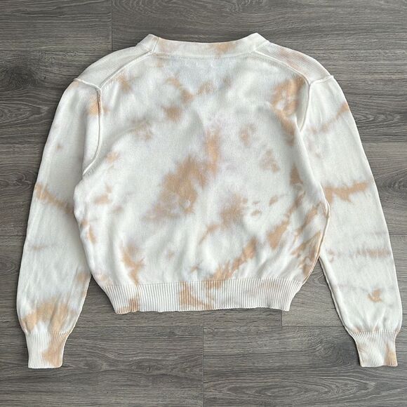 MICHAEL STARS Rylie Tie Dye Cardigan Medium Relaxed Neutral Beige Preppy Coastal - Picture 9 of 12